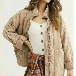 Free People L Pink Champagne Dolman Quilted Knit J